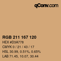 カラーコード: RGB 211 167 120 | qconv.com