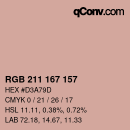 Código de color: RGB 211 167 157 | qconv.com