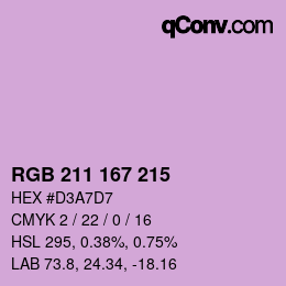 カラーコード: RGB 211 167 215 | qconv.com