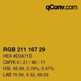 Color code: RGB 211 167 29 | qconv.com