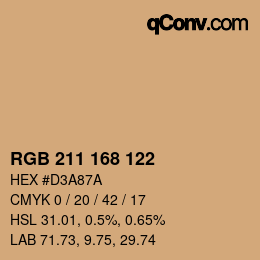 颜色代码: RGB 211 168 122 | qconv.com