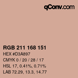 カラーコード: RGB 211 168 151 | qconv.com
