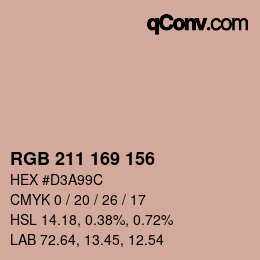 颜色代码: RGB 211 169 156 | qconv.com