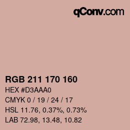 Color code: RGB 211 170 160 | qconv.com