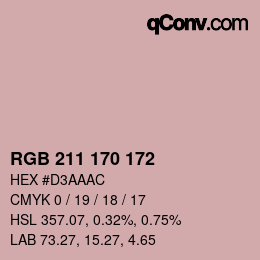 カラーコード: RGB 211 170 172 | qconv.com