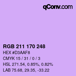 カラーコード: RGB 211 170 248 | qconv.com