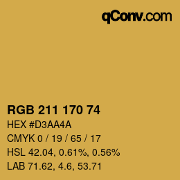 カラーコード: RGB 211 170 74 | qconv.com