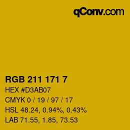 カラーコード: RGB 211 171 7 | qconv.com