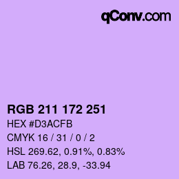 Color code: RGB 211 172 251 | qconv.com