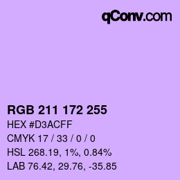 Color code: RGB 211 172 255 | qconv.com