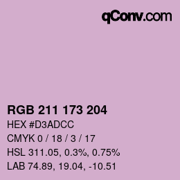 Color code: RGB 211 173 204 | qconv.com