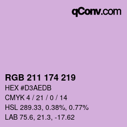 Código de color: RGB 211 174 219 | qconv.com