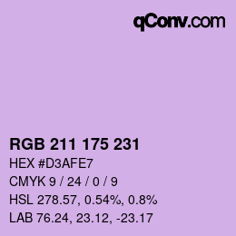 Código de color: RGB 211 175 231 | qconv.com