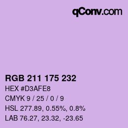 Color code: RGB 211 175 232 | qconv.com