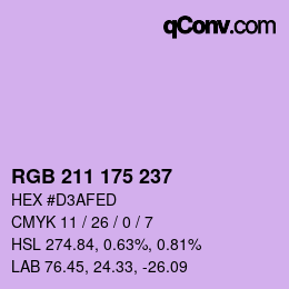 Color code: RGB 211 175 237 | qconv.com