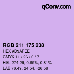Color code: RGB 211 175 238 | qconv.com