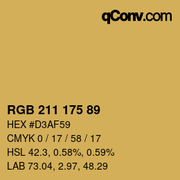 カラーコード: RGB 211 175 89 | qconv.com