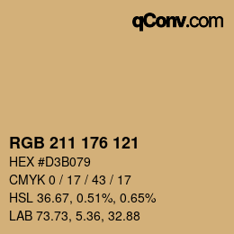 Color code: RGB 211 176 121 | qconv.com