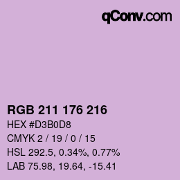 カラーコード: RGB 211 176 216 | qconv.com