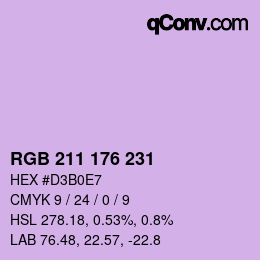 カラーコード: RGB 211 176 231 | qconv.com