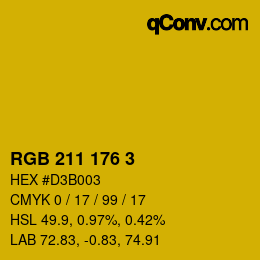 Color code: RGB 211 176 3 | qconv.com