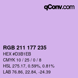 Color code: RGB 211 177 235 | qconv.com