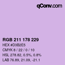 カラーコード: RGB 211 178 229 | qconv.com