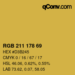 Color code: RGB 211 178 69 | qconv.com