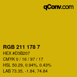 Color code: RGB 211 178 7 | qconv.com
