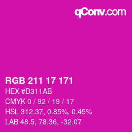Color code: RGB 211 17 171 | qconv.com