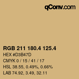 カラーコード: RGB 211 180.4 125.4 | qconv.com