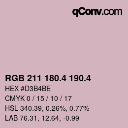 カラーコード: RGB 211 180.4 190.4 | qconv.com