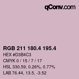 カラーコード: RGB 211 180.4 195.4 | qconv.com