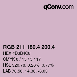 カラーコード: RGB 211 180.4 200.4 | qconv.com