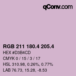 カラーコード: RGB 211 180.4 205.4 | qconv.com