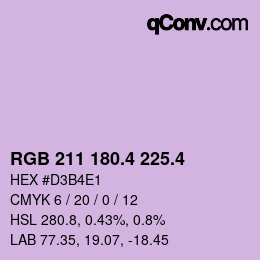 カラーコード: RGB 211 180.4 225.4 | qconv.com