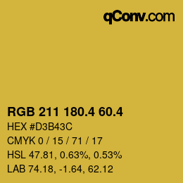 カラーコード: RGB 211 180.4 60.4 | qconv.com