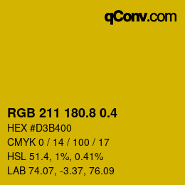 カラーコード: RGB 211 180.8 0.4 | qconv.com