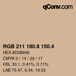 カラーコード: RGB 211 180.8 150.4 | qconv.com