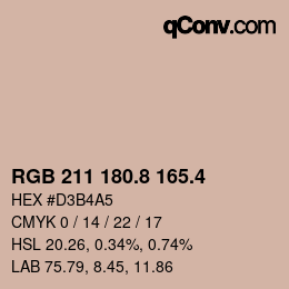 カラーコード: RGB 211 180.8 165.4 | qconv.com