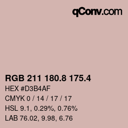 カラーコード: RGB 211 180.8 175.4 | qconv.com