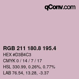カラーコード: RGB 211 180.8 195.4 | qconv.com