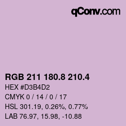 カラーコード: RGB 211 180.8 210.4 | qconv.com