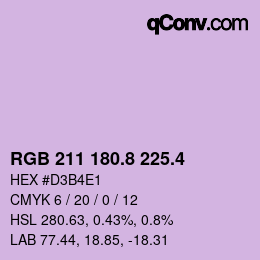 カラーコード: RGB 211 180.8 225.4 | qconv.com
