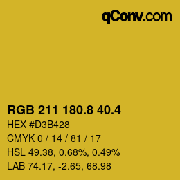 カラーコード: RGB 211 180.8 40.4 | qconv.com