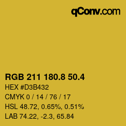 カラーコード: RGB 211 180.8 50.4 | qconv.com