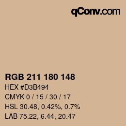 颜色代码: RGB 211 180 148 | qconv.com