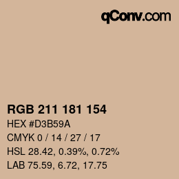 Color code: RGB 211 181 154 | qconv.com