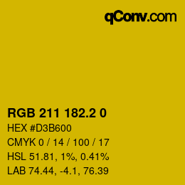 カラーコード: RGB 211 182.2 0 | qconv.com