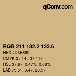 カラーコード: RGB 211 182.2 133.6 | qconv.com